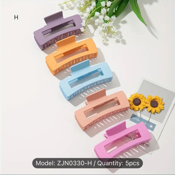 Colorful Hair Claw Clips - Set of 5 - Picture 2 of 2